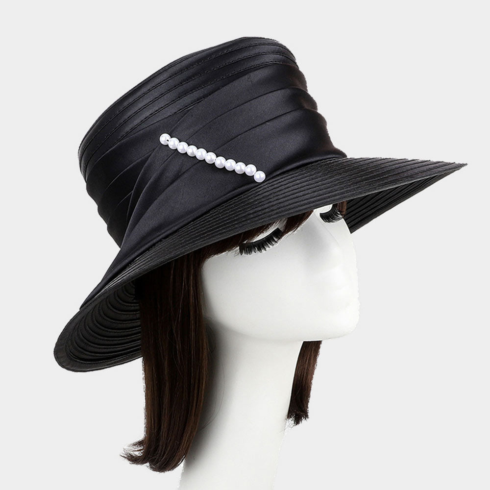 HATEGORY Elegant Sash Pearl Braid Hat