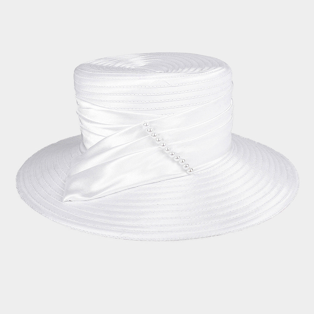HATEGORY Elegant Sash Pearl Braid Hat