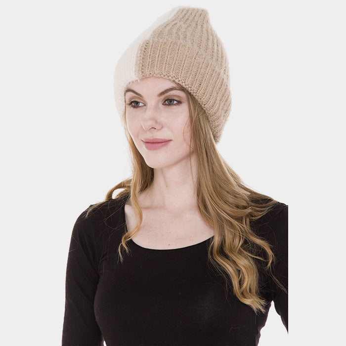 HATEGORY Color-Blocked Cable Knit Hat