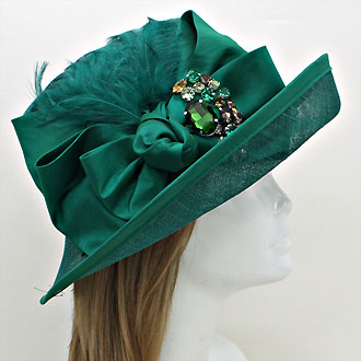 HATEGORY Crystal Bow Sinamay Straw Hat