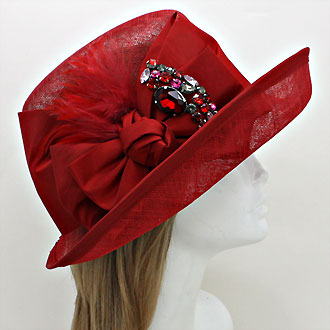 HATEGORY Crystal Bow Sinamay Straw Hat