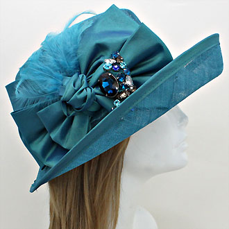 HATEGORY Crystal Bow Sinamay Straw Hat