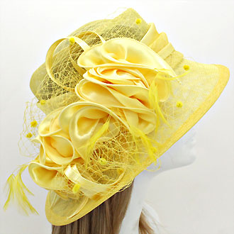 HATEGORY Floral Fishnet Sinamay Straw Hat
