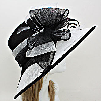 HATEGORY Feather Bow Sinamay Straw Hat