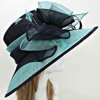 HATEGORY Feather Bow Sinamay Straw Hat