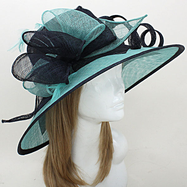 HATEGORY Feather Bow Sinamay Straw Hat