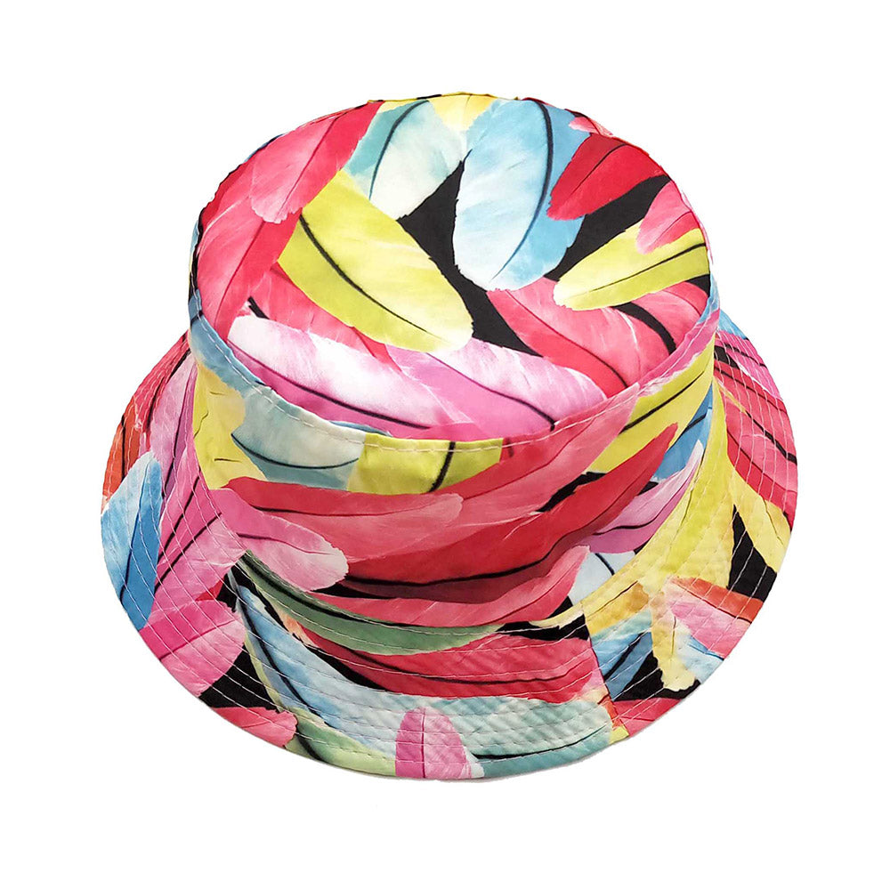HATEGORY Colorful Leaf Print Bucket Hat