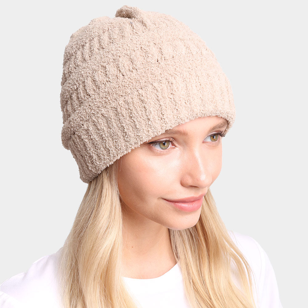 HATEGORY Solid Color Soft Ribbed Beanie Hat