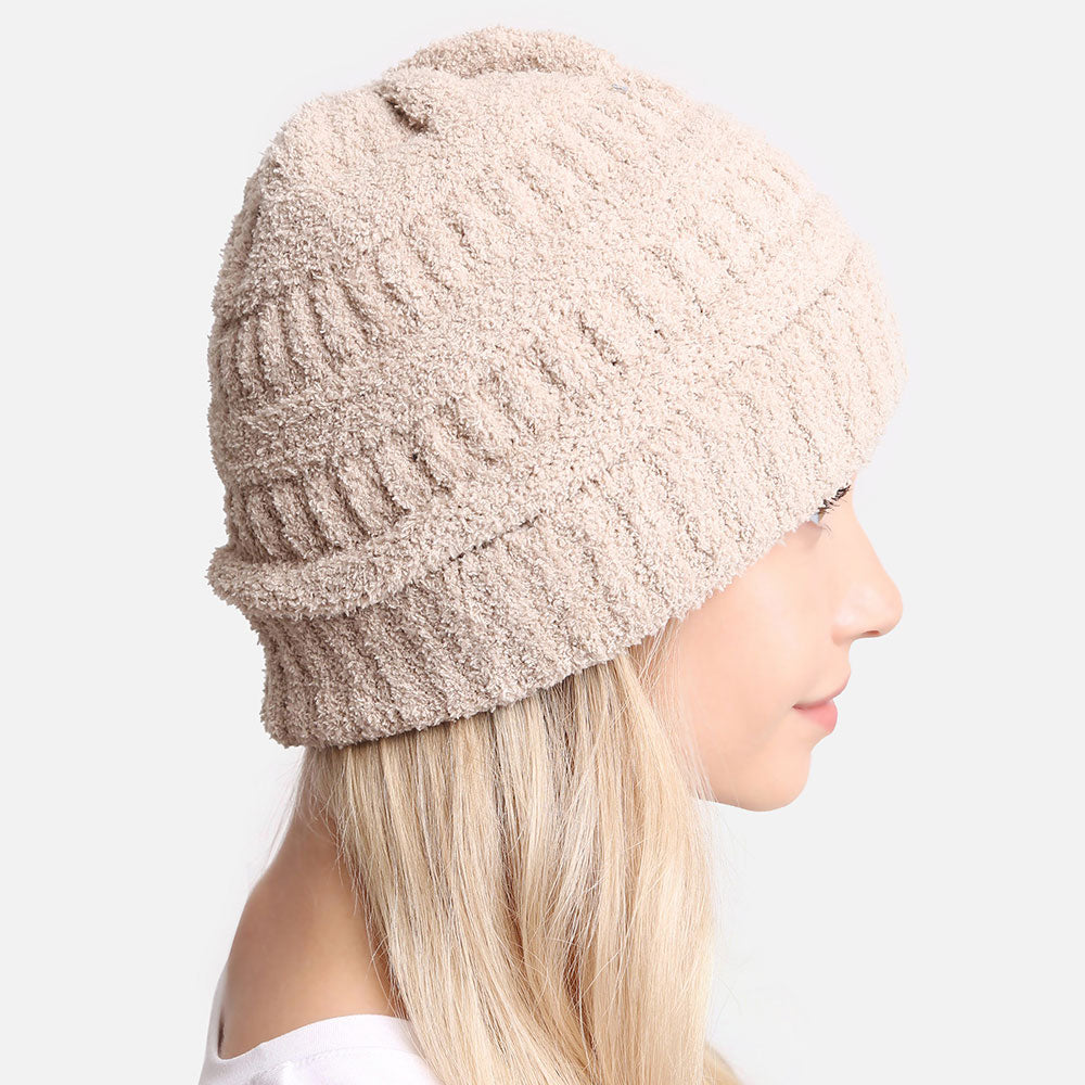 HATEGORY Solid Color Soft Ribbed Beanie Hat