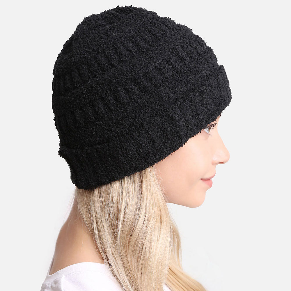 HATEGORY Solid Color Soft Ribbed Beanie Hat