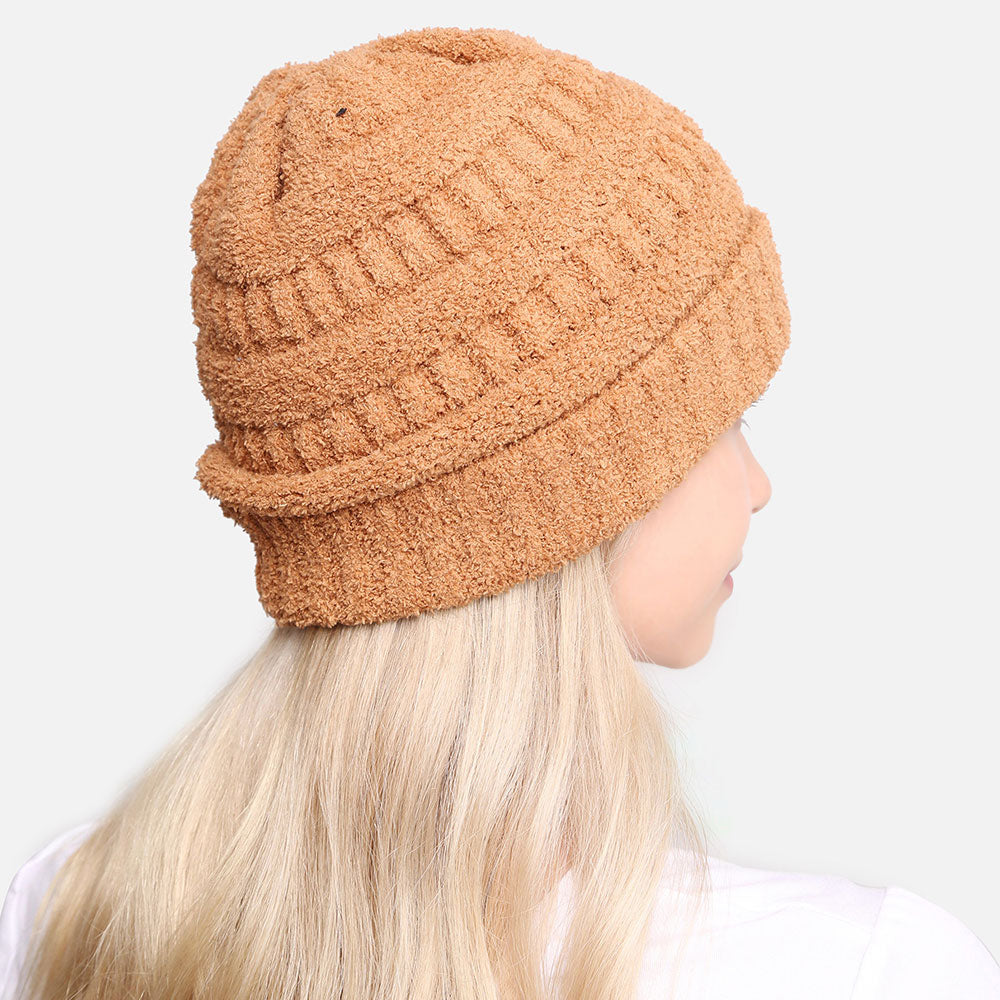 HATEGORY Solid Color Soft Ribbed Beanie Hat