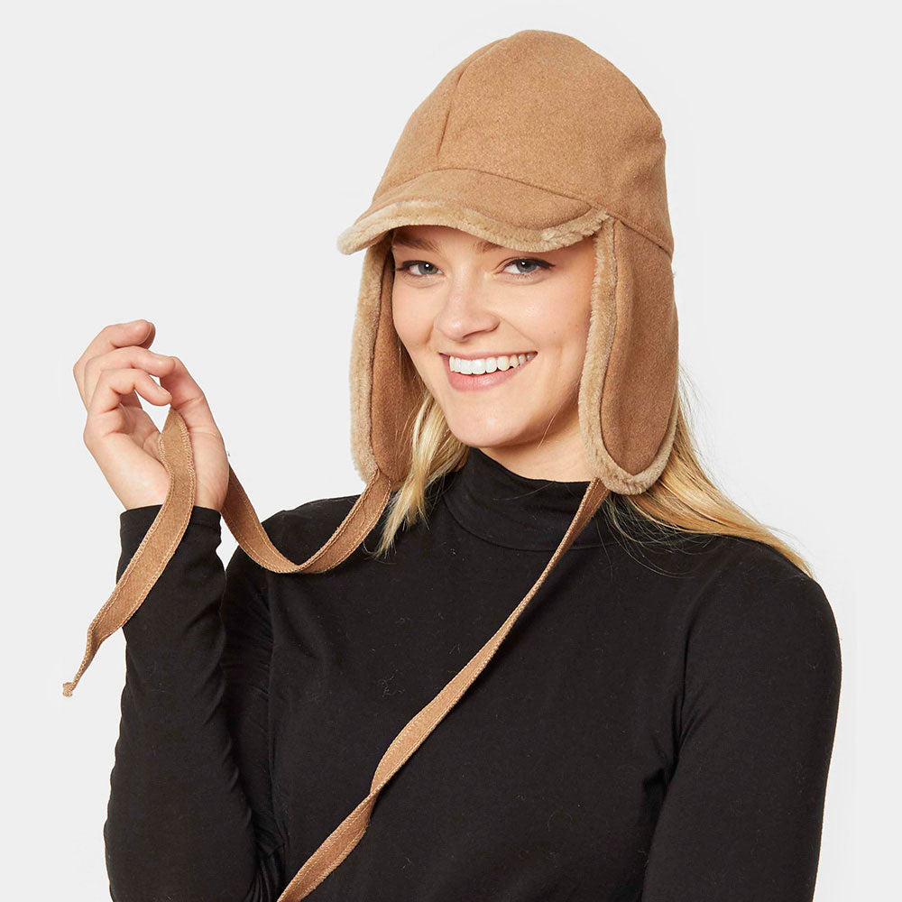 HATEGORY Wool Trapper Ribbon Closure Hat