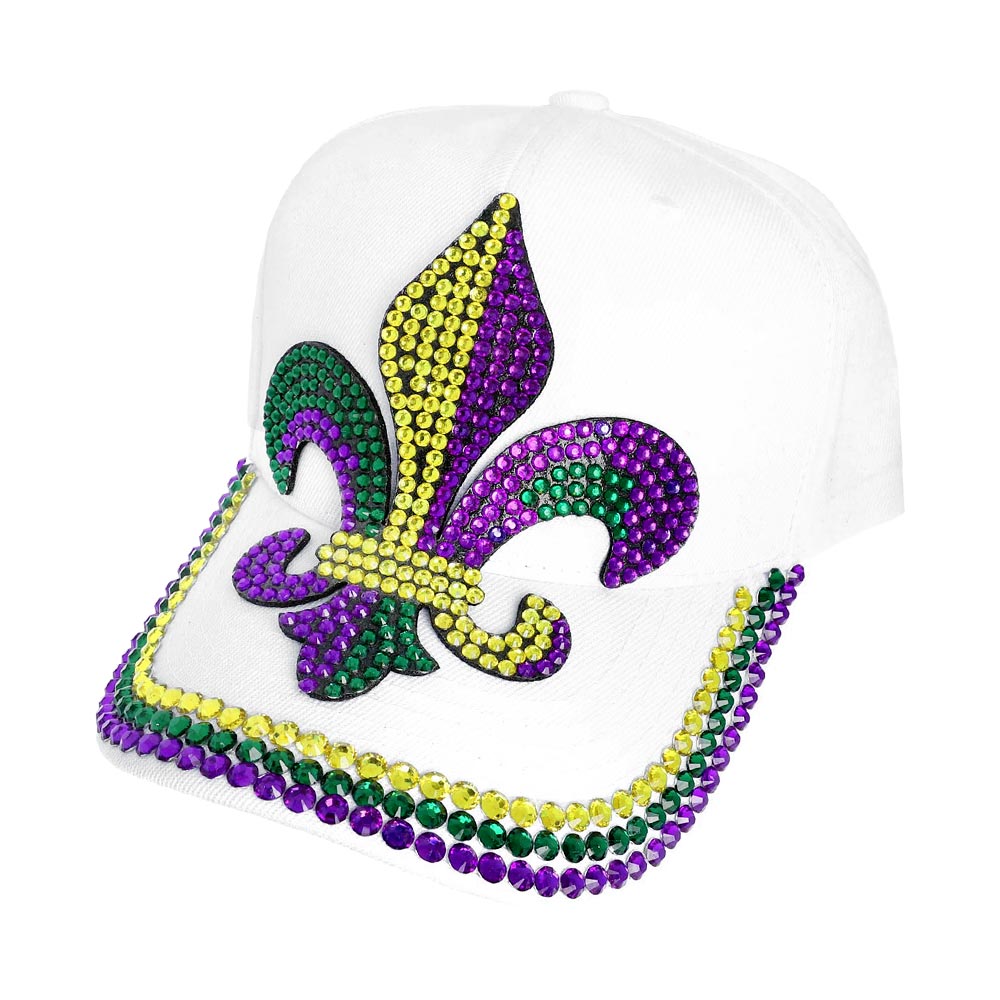 HATEGORY Bing Studded Mardi Gras Fleur de Lis Baseball Cap