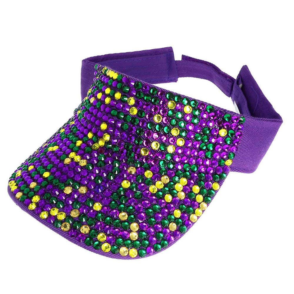 HATEGORY Bling Studded Mardi Gras Visor Hat