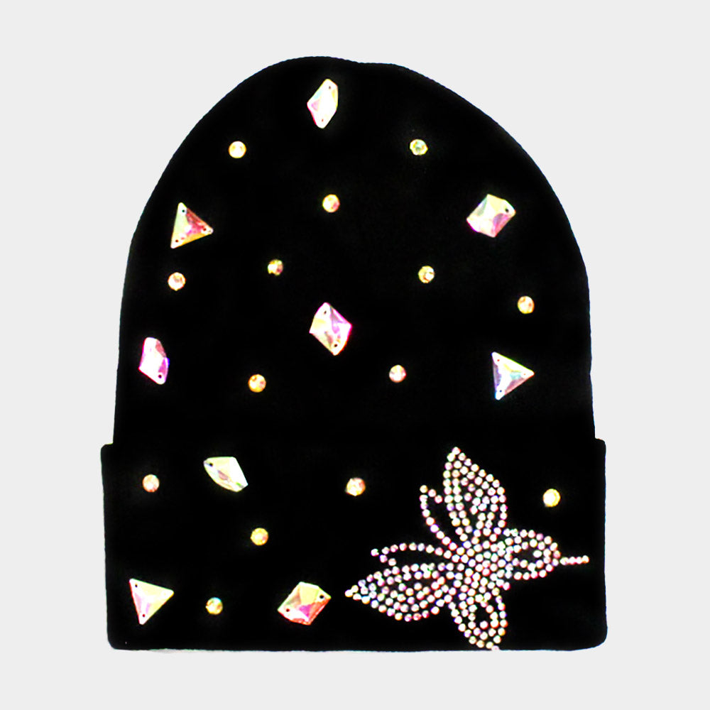 HATEGORY Bling Butterfly Beanie Hat