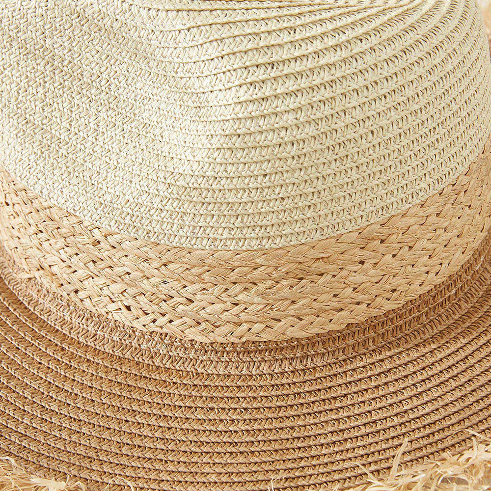 HATEGORY Frayed Trim Braided Band Straw Panama Sun Hat
