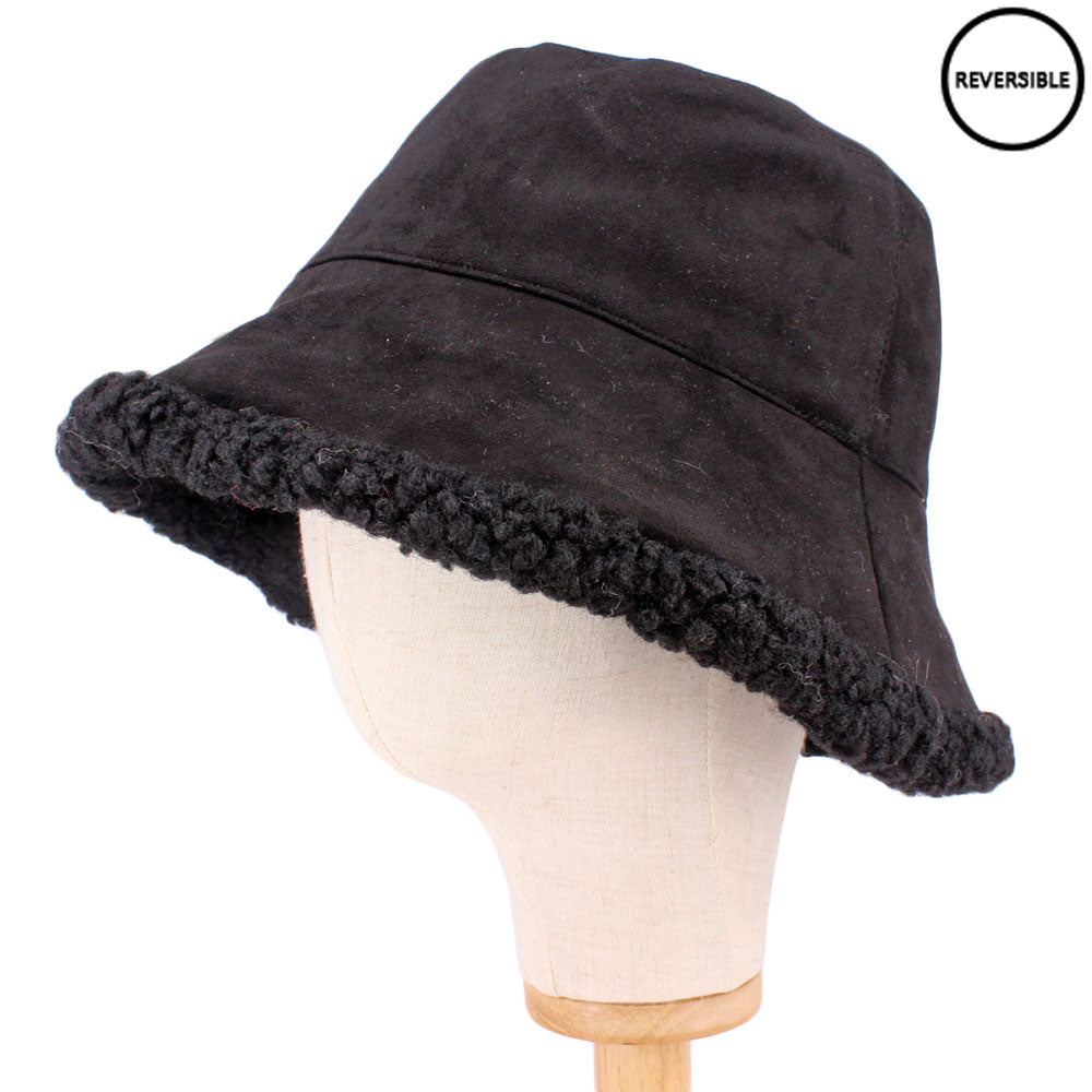 HATEGORY Faux Fur Sherpa Reversible Bucket Hat