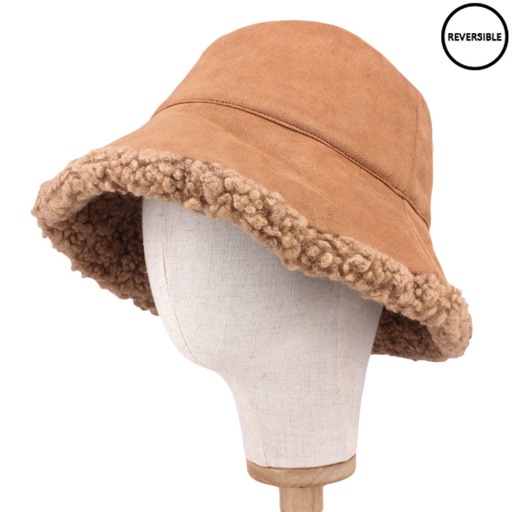 HATEGORY Faux Fur Sherpa Reversible Bucket Hat