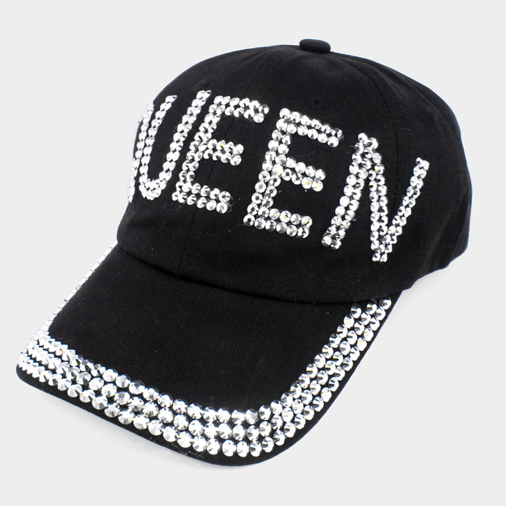 HATEGORY QUEEN Studded Message Black Denim Baseball Cap