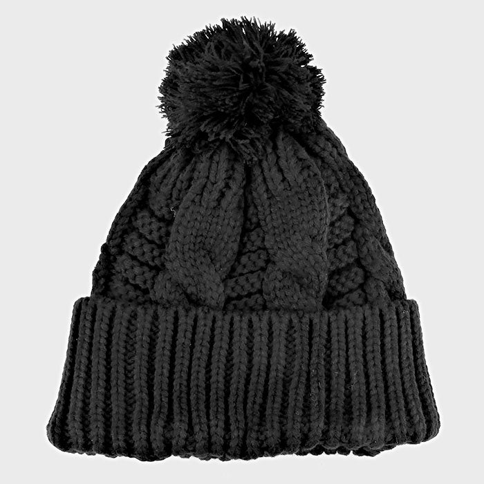 HATEGORY Pom Pom Knit Beanie Hat