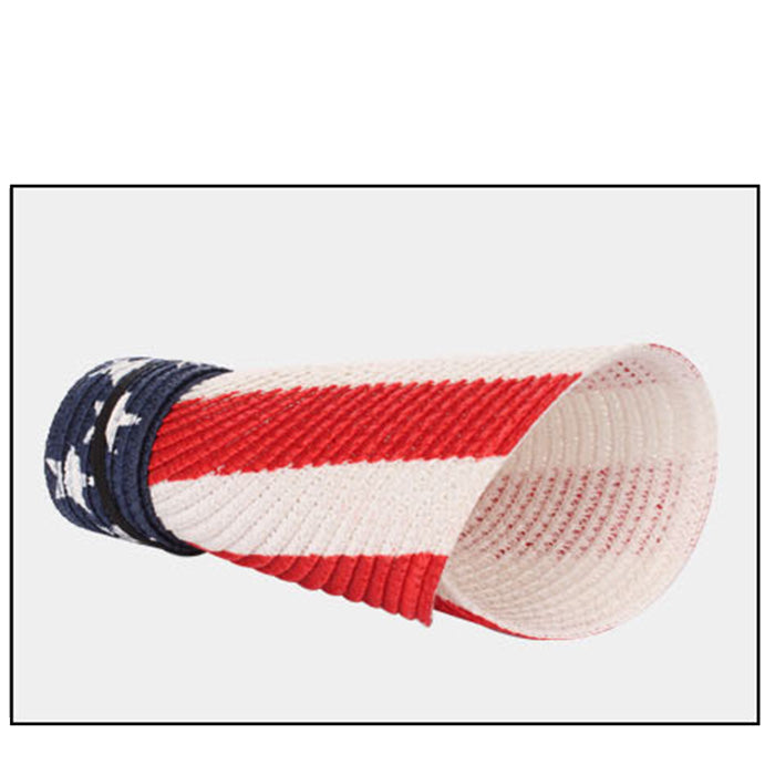 HATEGORY American Flag Print Straw Visor Sun Hat