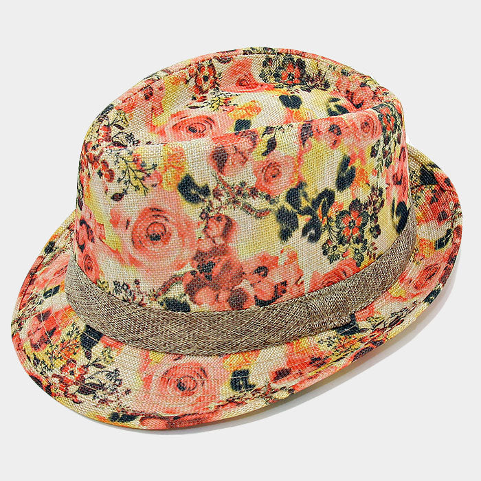 HATEGORY Floral print fedora with band