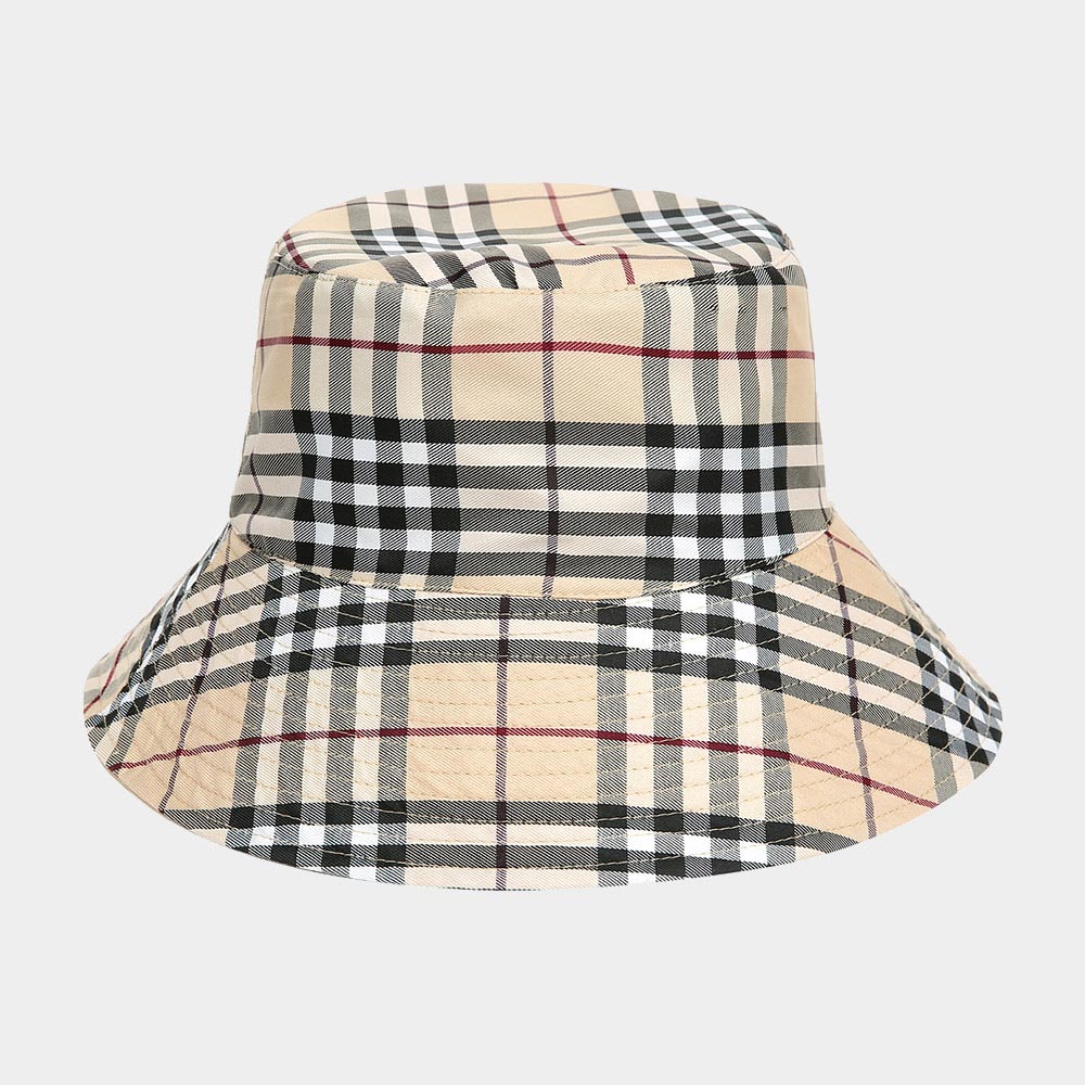 HATEGORY Plaid Check Reversible Bucket Hat