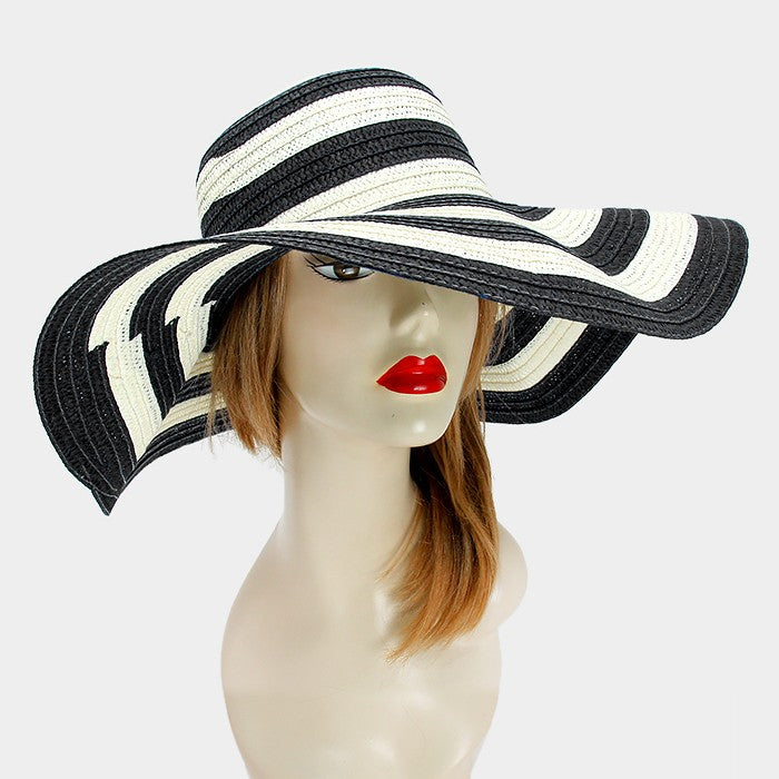 HATEGORY Stripe paper floppy sun hat
