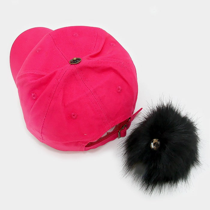 HATEGORY Detachable pom pom baseball cap