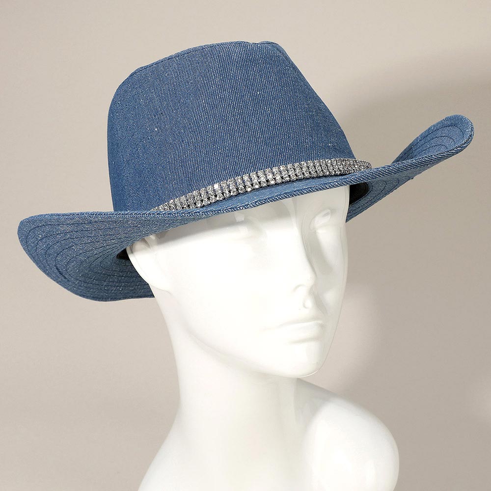 HATEGORY 3 Row Rhinestone Band Fedora Hat