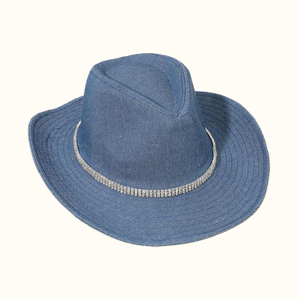 HATEGORY 3 Row Rhinestone Band Fedora Hat