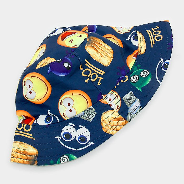 HATEGORY Emoji 100 print cotton bucket hat