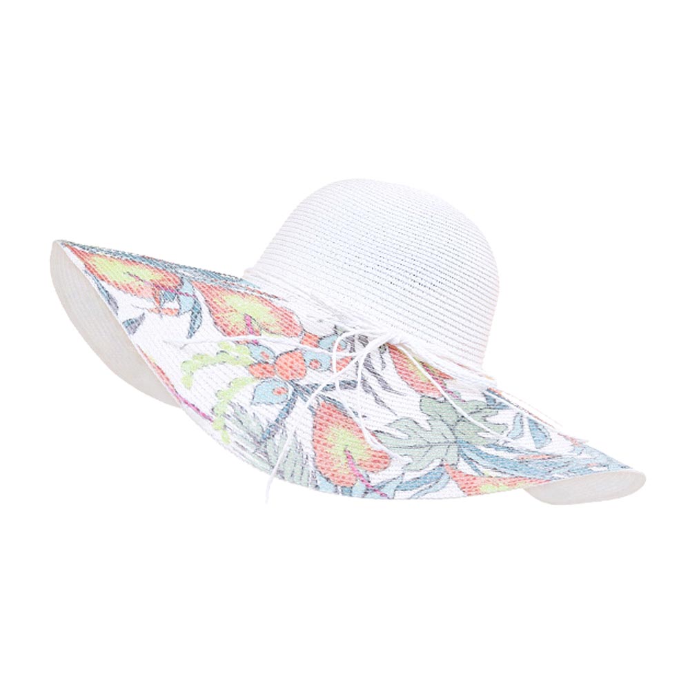 HATEGORY Leaf Print Straw Sun Hat