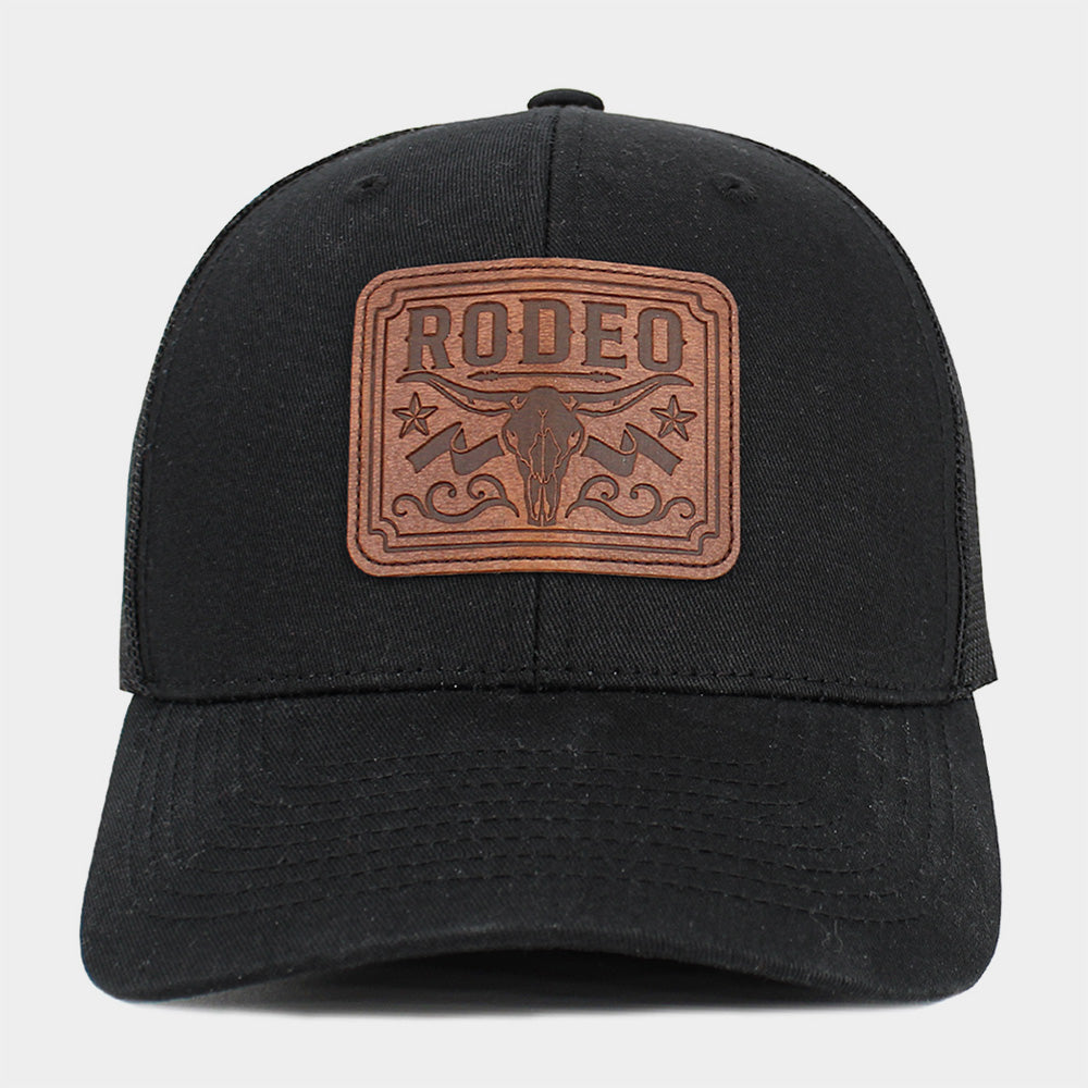 HATEGORY RODEO Steer Head Patch Pointed Mesh Back Trucker Hat