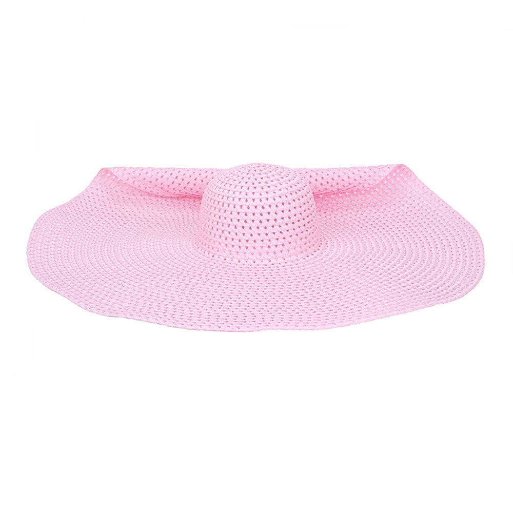 HATEGORY Open Weave Wire Brim Straw Sun Hat
