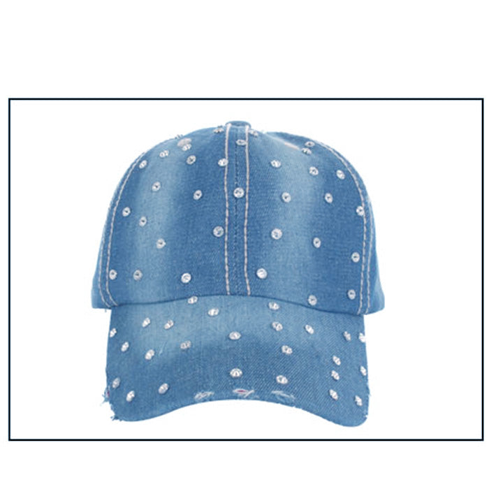 HATEGORY Stone Bling Denim Baseball Cap