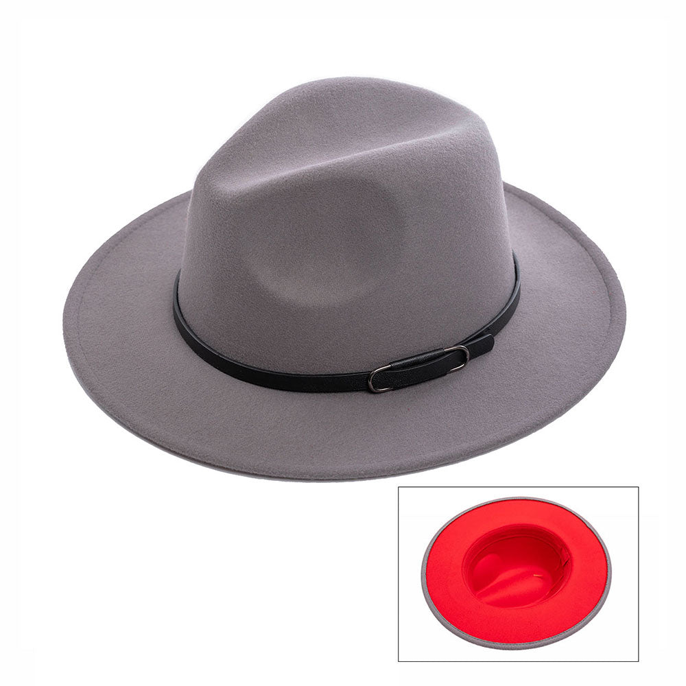HATEGORY Faux Leather Band Pointed Solid Panama Hat