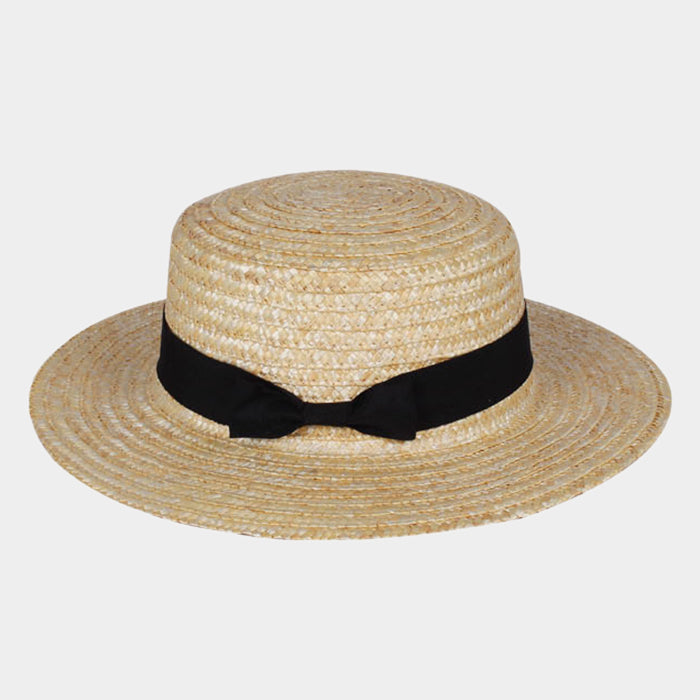 HATEGORY Bow Trim Straw Sun Hat