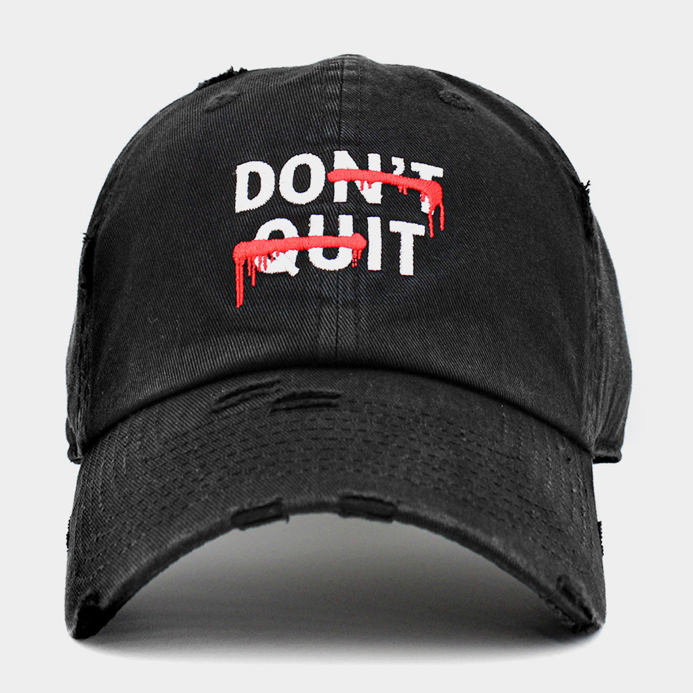 HATEGORY DONT QUIT Message Embroidered Vintage Baseball Cap