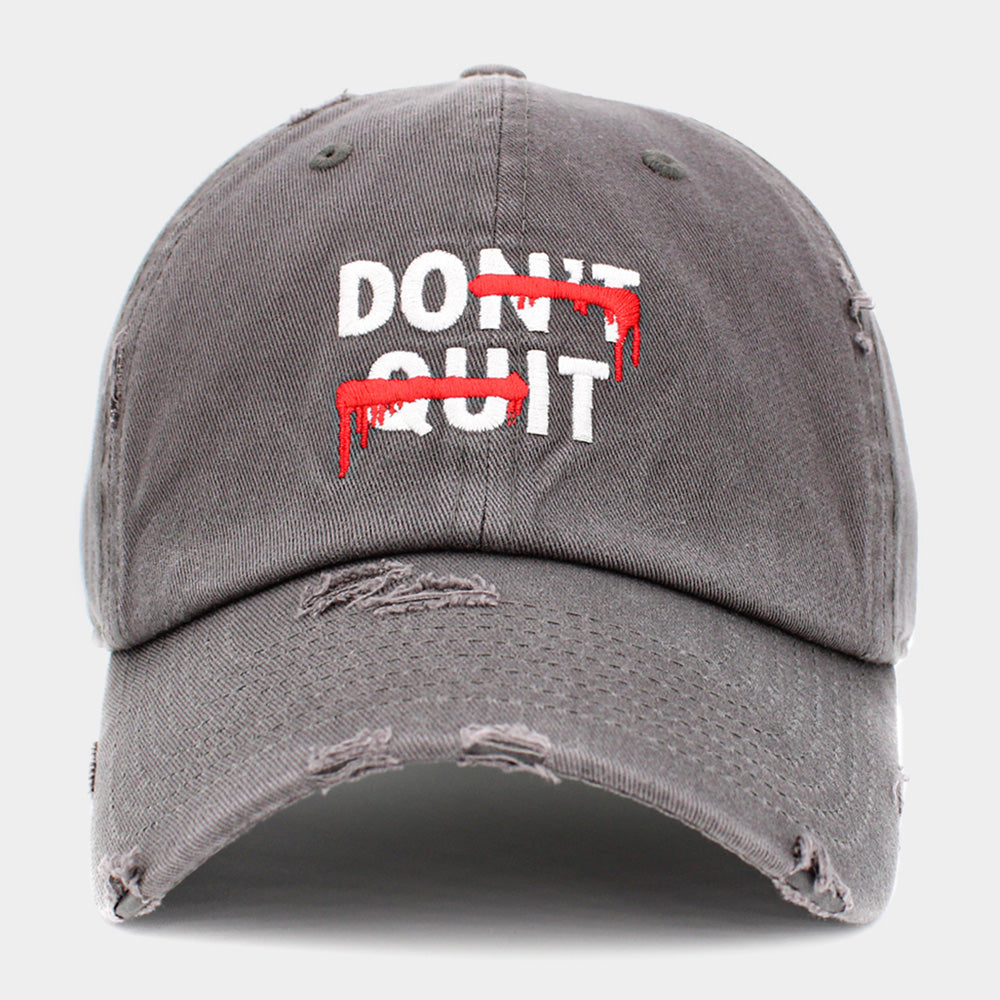 HATEGORY DONT QUIT Message Embroidered Vintage Baseball Cap