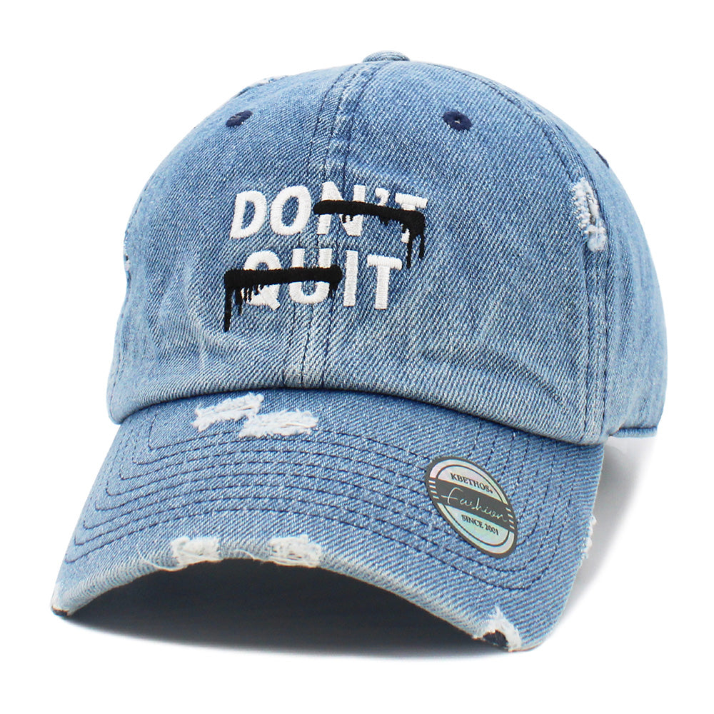 HATEGORY DONT QUIT Message Embroidered Vintage Baseball Cap