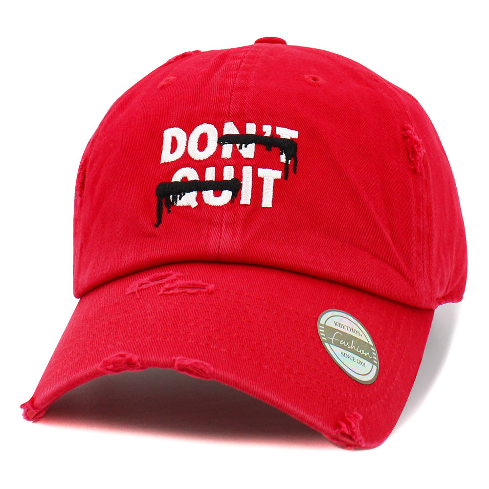 HATEGORY DONT QUIT Message Embroidered Vintage Baseball Cap