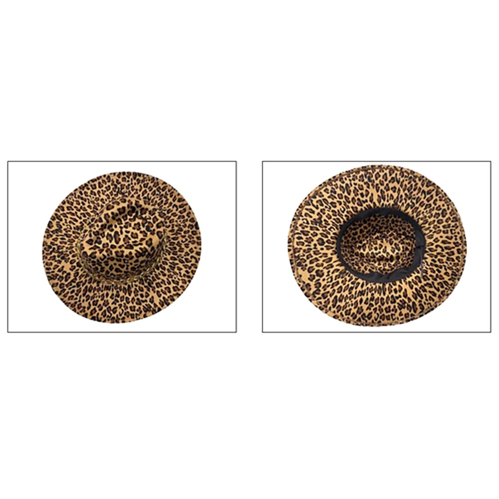 HATEGORY Leopard Patterned Metal Chain Band Panama Hat