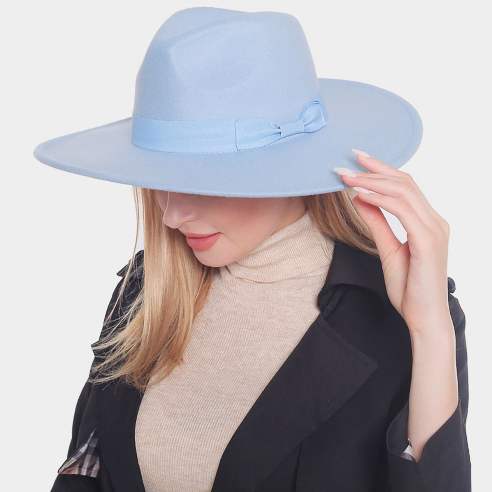 HATEGORY Bow Band Pointed Solid Panama Hat