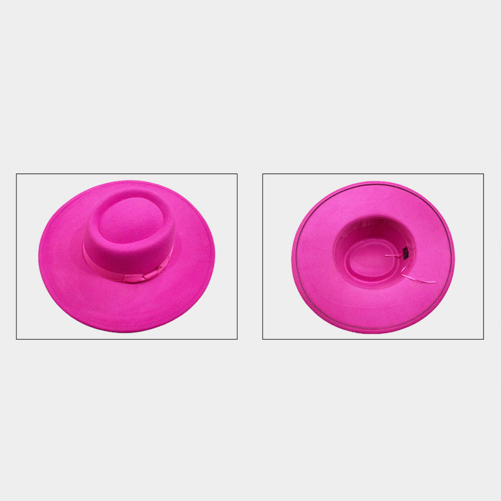 HATEGORY Bow Accented Solid Panama Hat
