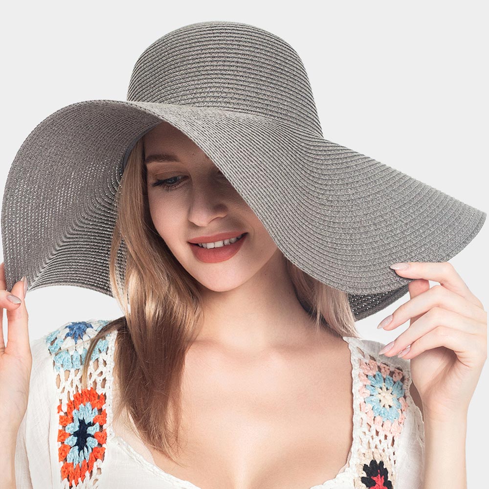 HATEGORY Solid Straw Sun Hat