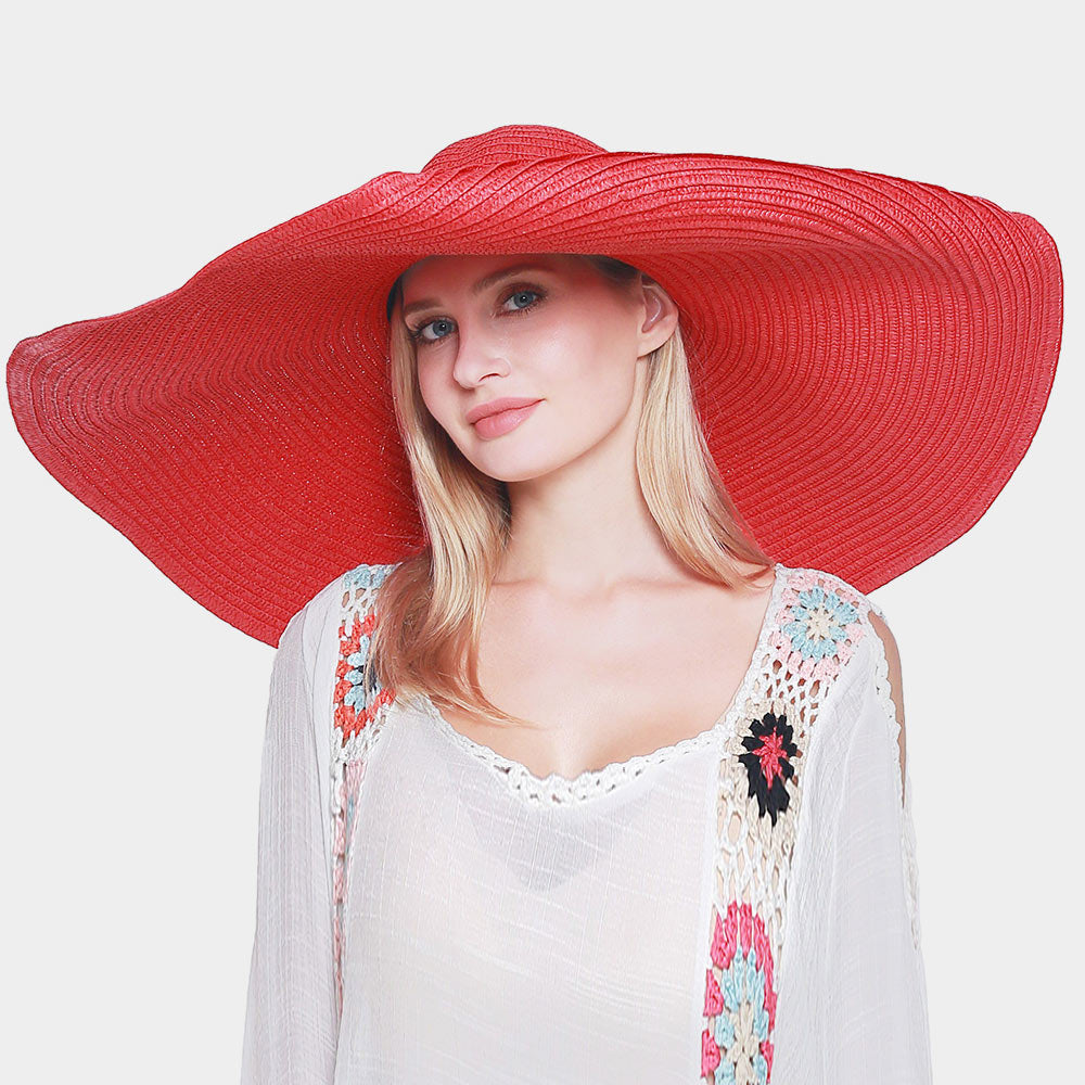 HATEGORY Solid Straw Sun Hat