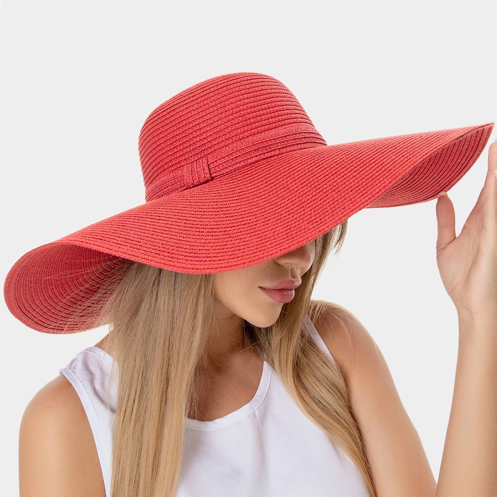 HATEGORY Solid Floppy Straw Sun Hat