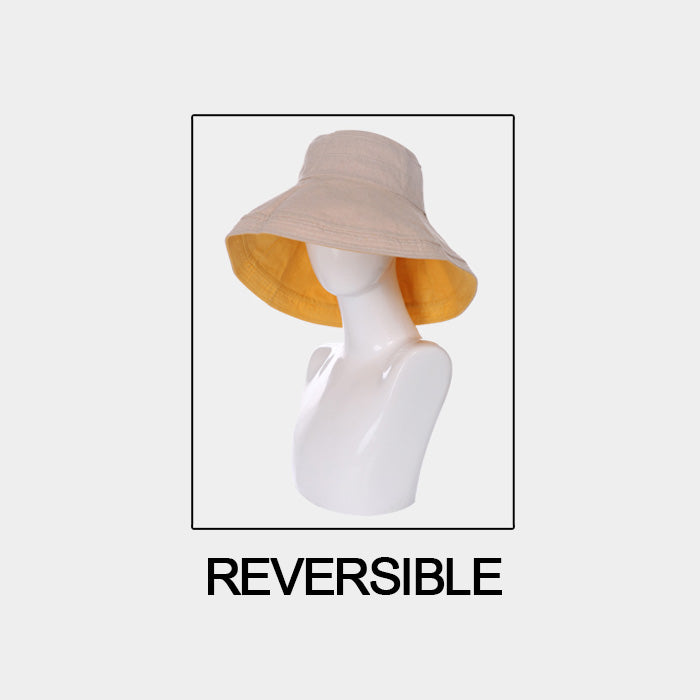 HATEGORY Cotton Draw String Reversible Bucket Hat