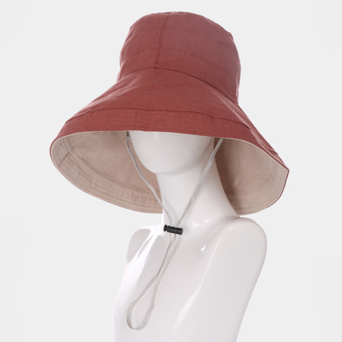 HATEGORY Cotton Draw String Reversible Bucket Hat